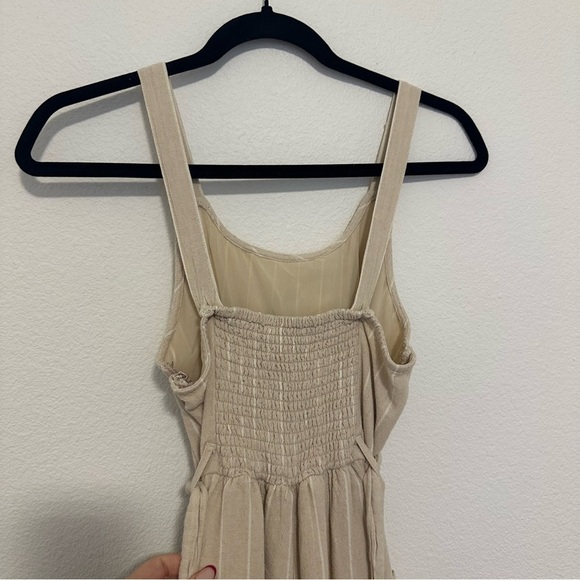 American Eagle Striped Wide Leg Jumpsuit Linen Blend Cream White Size S Women’s - Picture 5 of 12